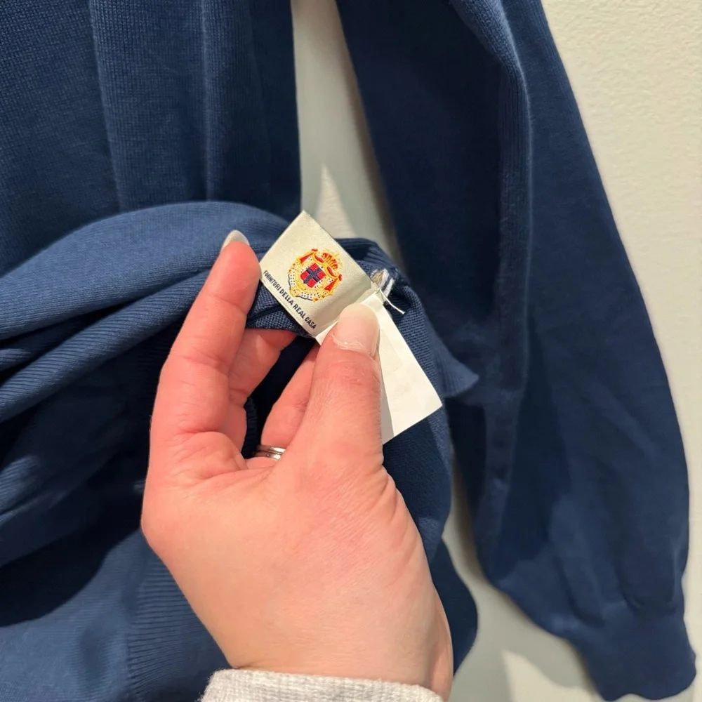 BORRELLI Napoli Blue 100% Cotton Sweater Crewneck